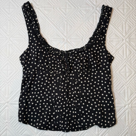 Free People Ellia Black Polka Dot Top Size S - Picture 3 of 12